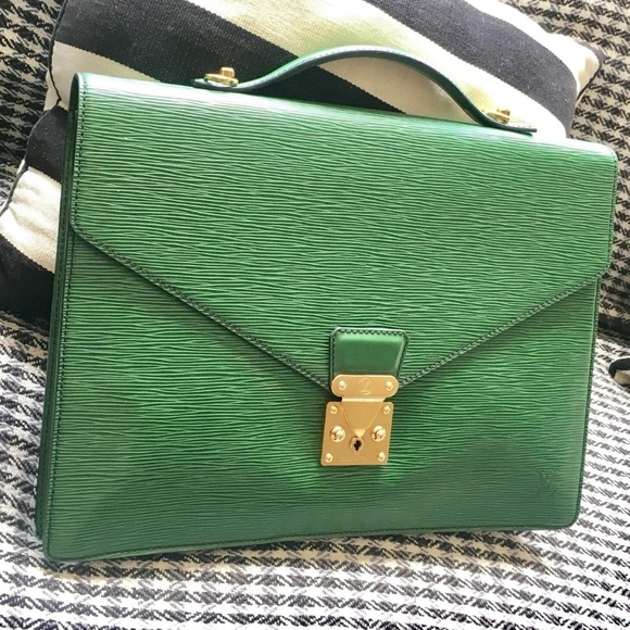 Vintage Louis Vuitton emerald/kelly green large briefcase statement bag.Unisex - Picture 1 of 15